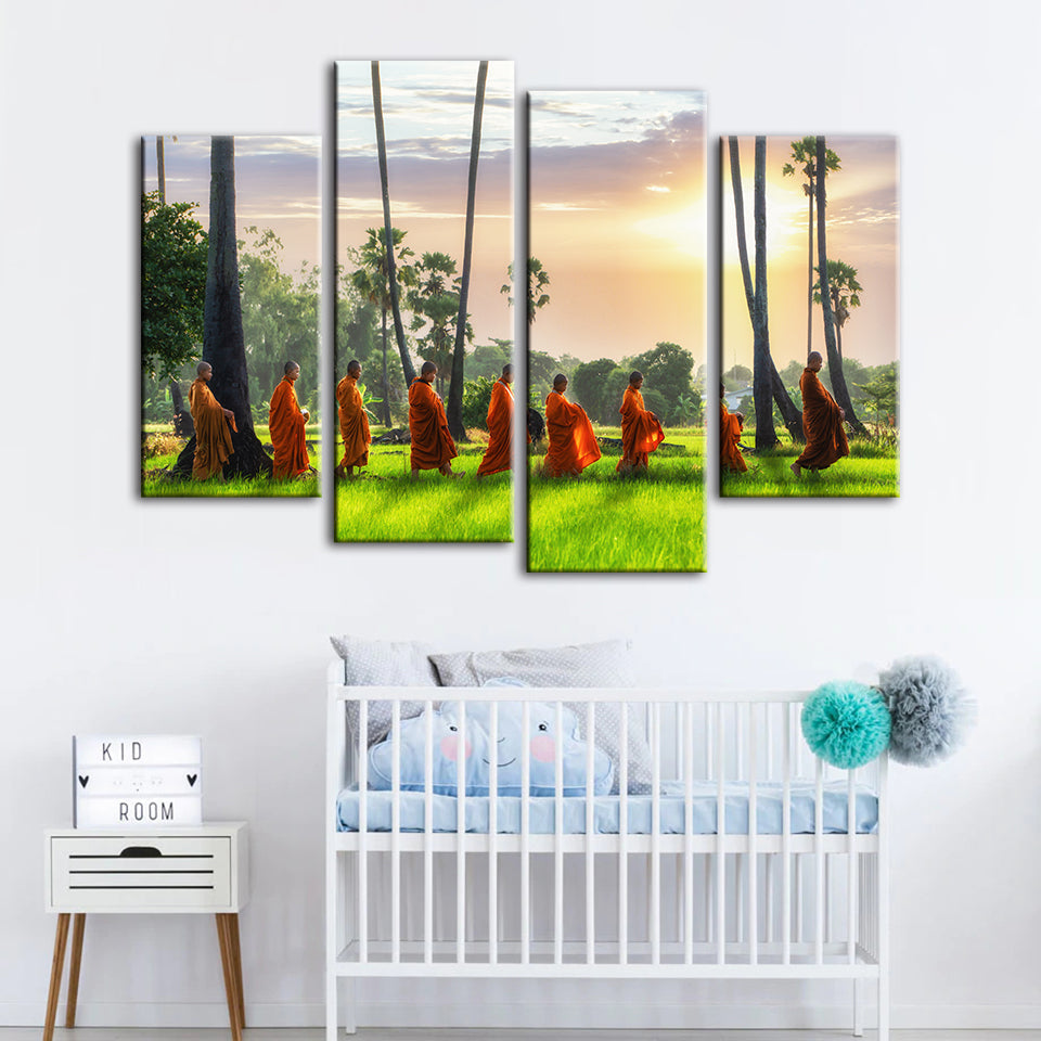 Morgen Spaziergang 4 Teile - Leinwand Wandkunst Malerei