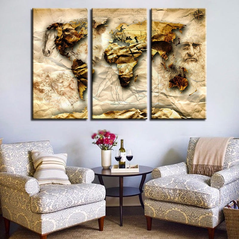 Schöne alte Welt klassische Weltkarten - Leinwand Wandkunst Gemälde