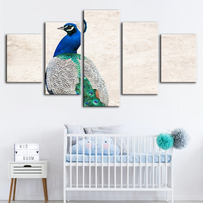 5-teiliges Rock-elegantes Pfau - Leinwand Wandkunstmalerei