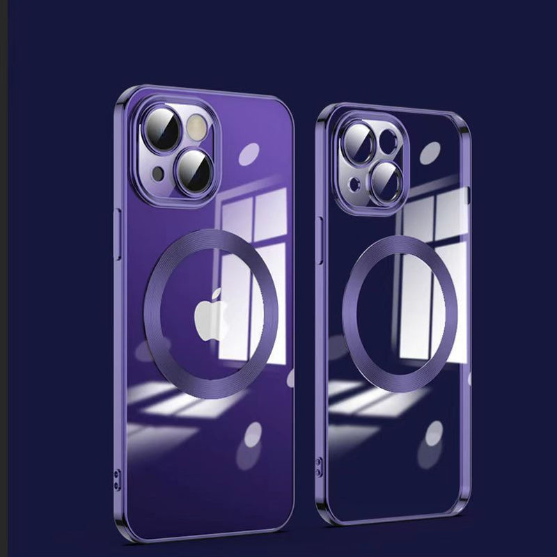 Galvanisierte, kabellose magnetische Ladehülle mit integriertem Objektiv für iPhone