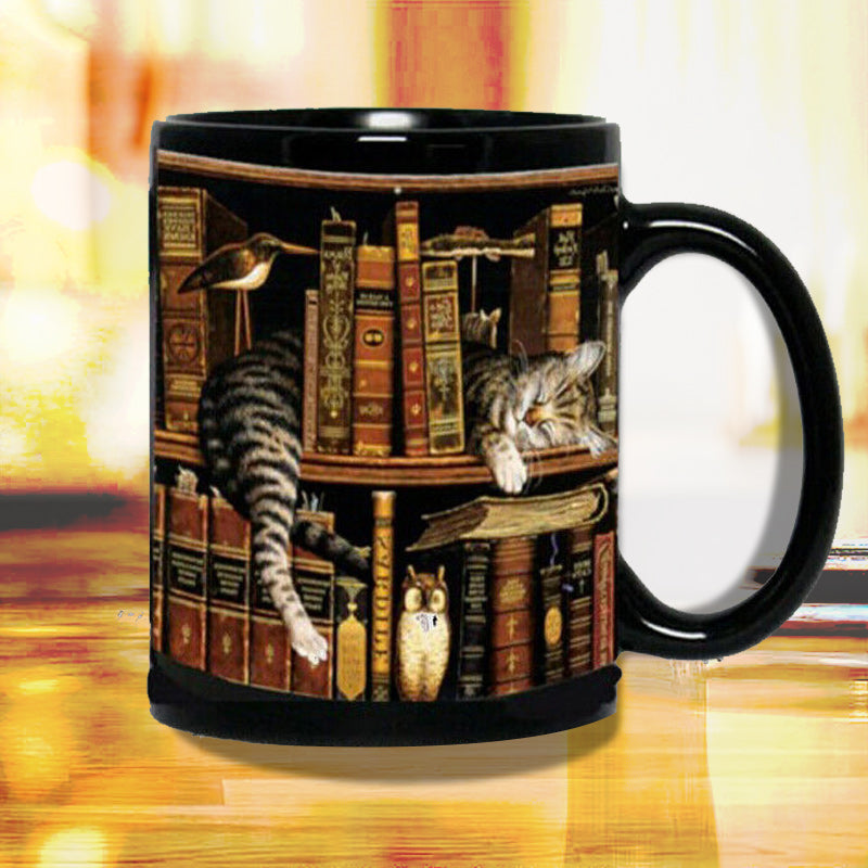 Bücherregal Keramiktasse - Geschenk für Katzenbuchliebhaber | Karnz