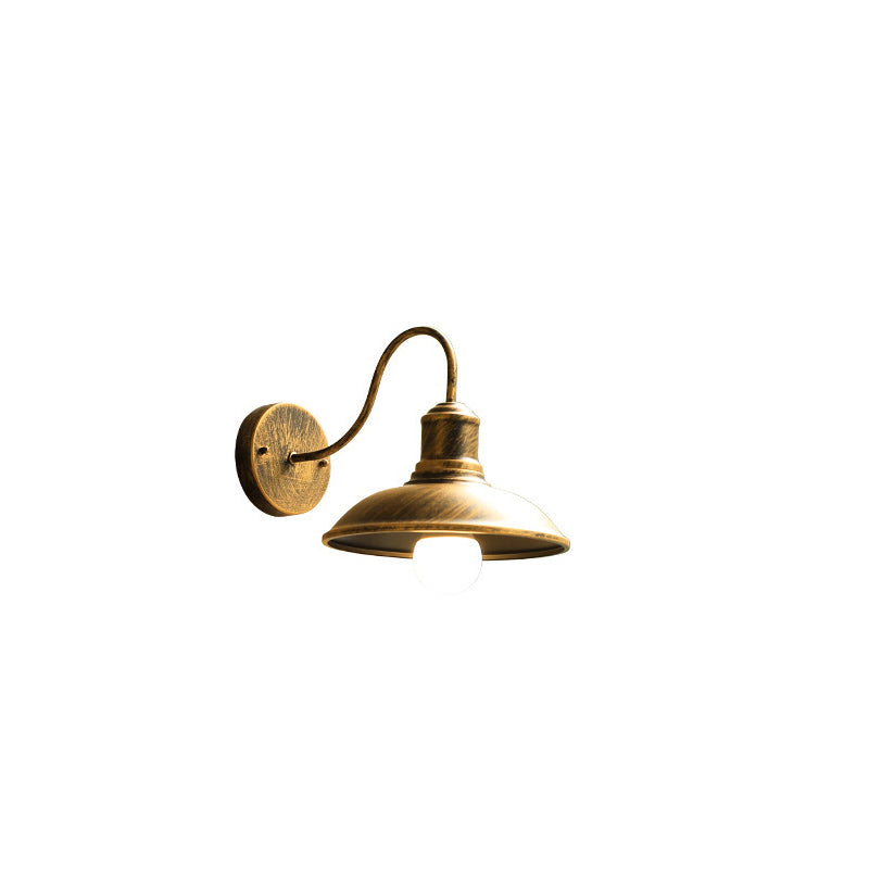 Retro Loft Dome Eisen Außen Wasserdicht 1-Licht Gebogene Arm Wand Sconce Lampe | Karnz