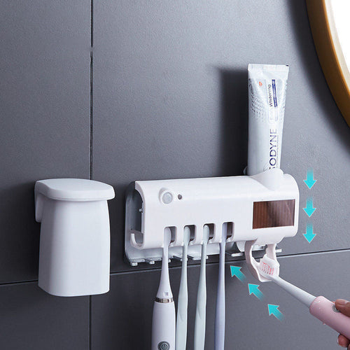 Karnz | Smart UV-Licht Sterilisator Zahnbürstenhalter, Wandmontage Zahnpastaspender