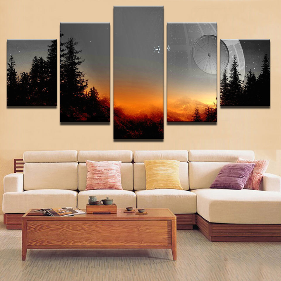 5-teiliges Leinwandbild „Sonnenuntergang“