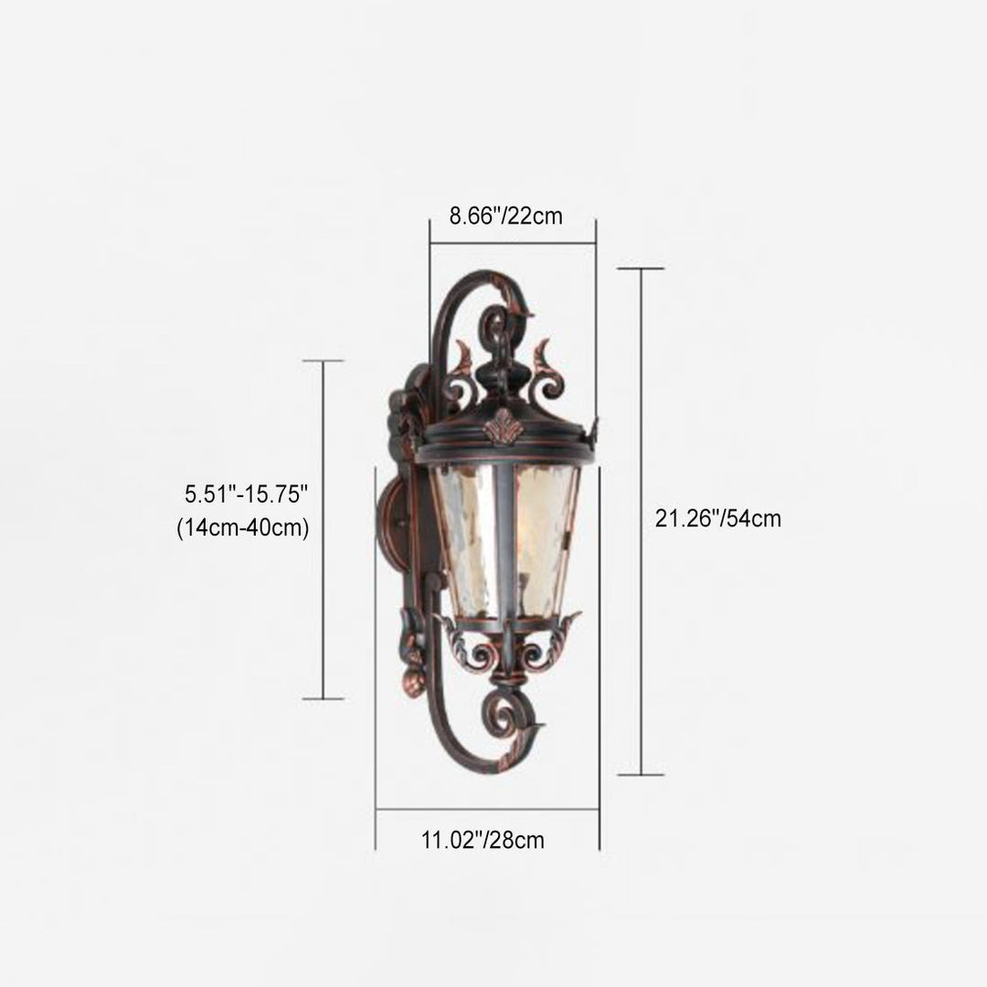 Traditionelle europäische wasserdichte Aluminium-Glas-Zylinder 1-Licht Wandleuchte für den Außenbereich | Karnz