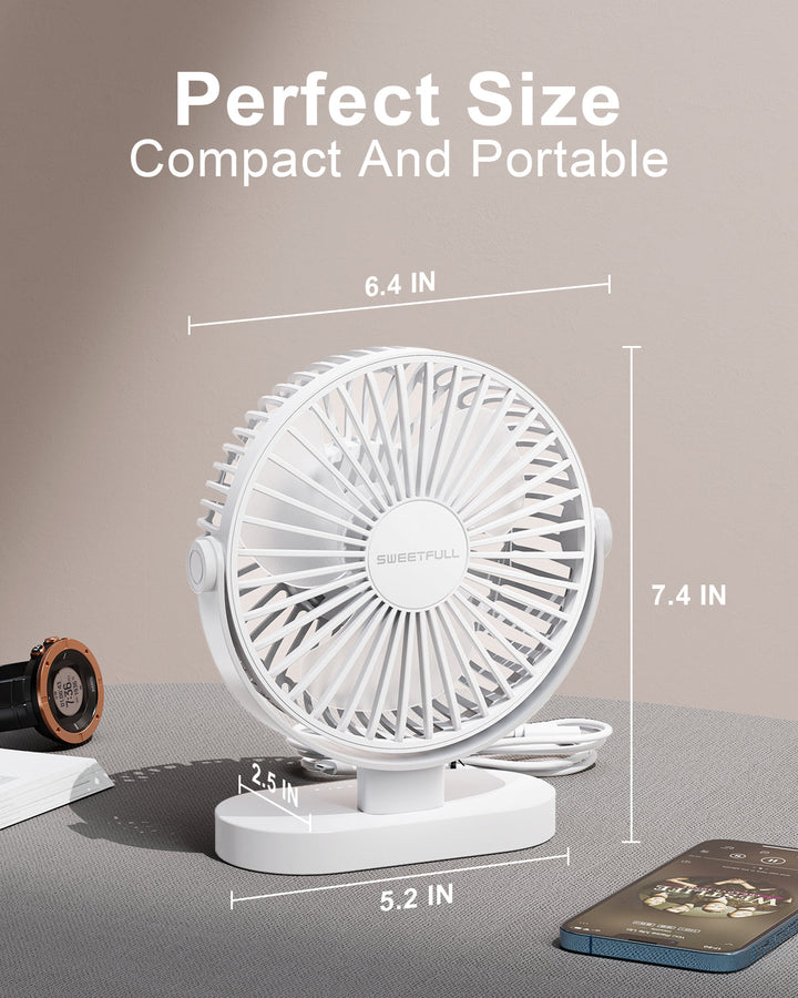 6,5 Zoll USB Kleiner Tischventilator für Zuhause Büro Auto Outdoor Reisen | Karnz