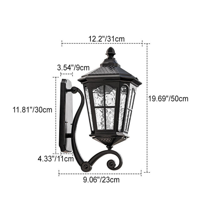 Europäische Outdoor-Laterne Aluminium Glas Wasserdicht 1-Licht Wand Sconce Lampe | Karnz