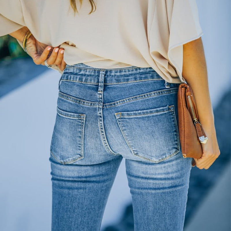 Sandsberg-Jahre-Vintage-Jeans mit hoher Taille und ausgestelltem Bein