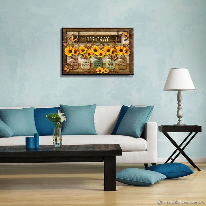 Schmetterling-Sonnenblumen-Wandkunst
