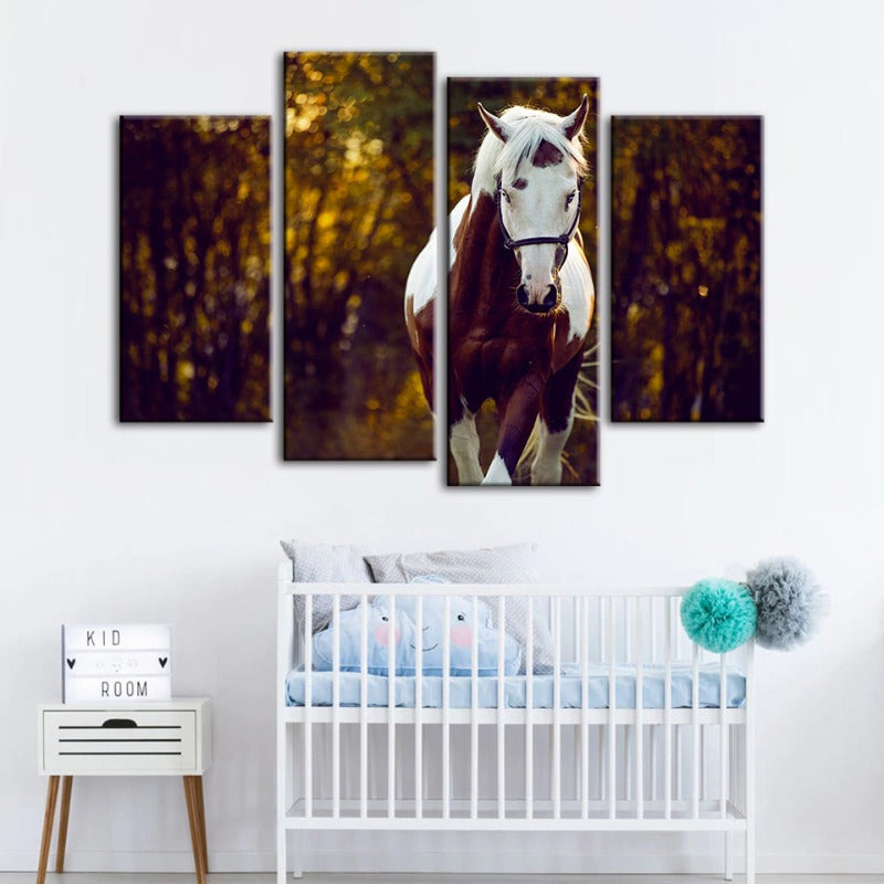 4 Stück Courtly Overo Pferd - Leinwand Wandkunst Malerei