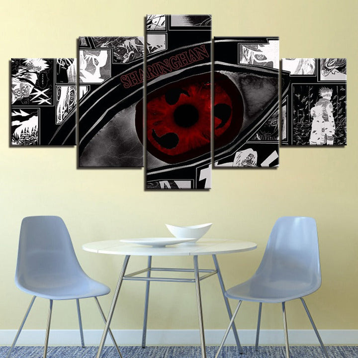 Naruto Sharingan Anime - 5-teiliges Leinwandbild