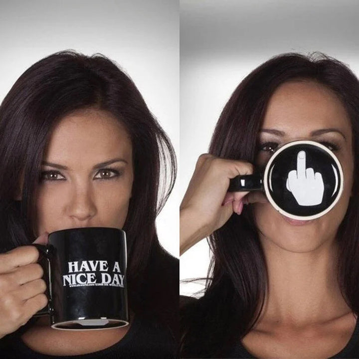 Haben Sie einen schönen Tag Kaffeebecher Mittelfinger Lustige Tasse Neuheit Geschenk | Karnz