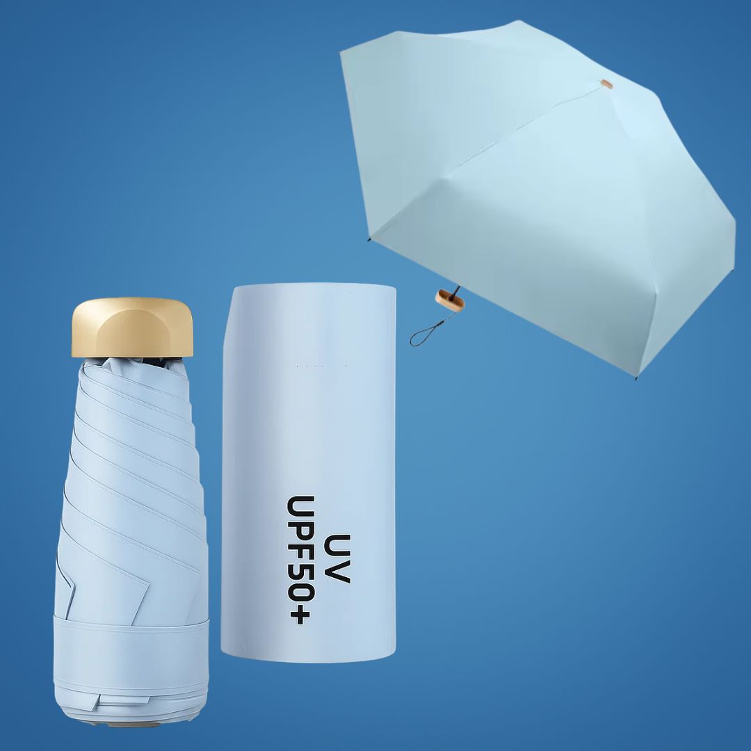UrbanBrolly | Mini faltbarer Regenschirm UV – Sonnenschutz UPF 50+ – Wasserabweisend – Leicht und taschenfreundlich für die Reise Nutzung Karnz