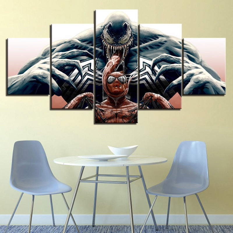 Spider-Man vs. Venom 5-teiliges Leinwandbild | Hochauflösende Drucke