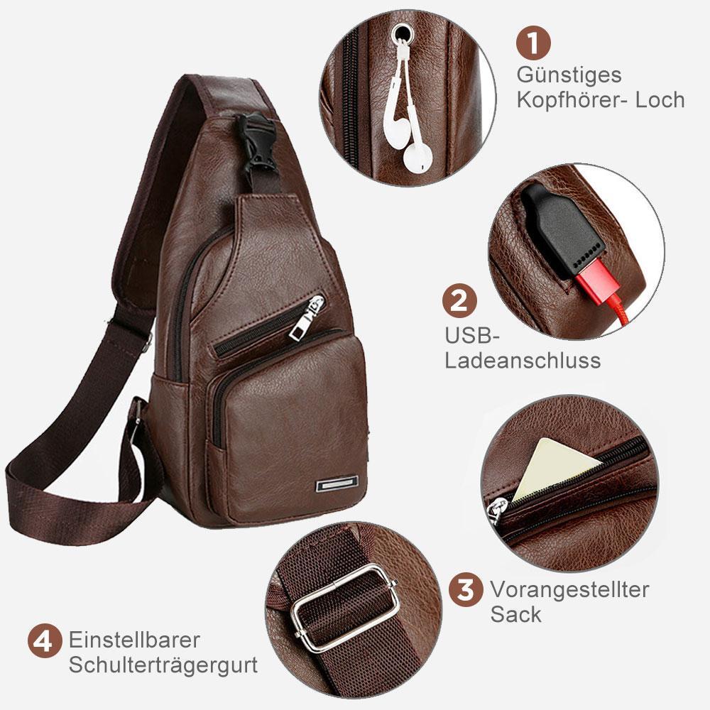 Schultertasche Crossbodytasche für Herren mit USB-Ladeanschluss | Karnz
