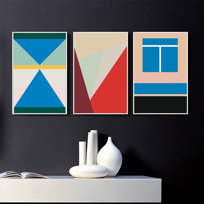 Bunte Dreiecke - Leinwand Wandkunst Gemälde