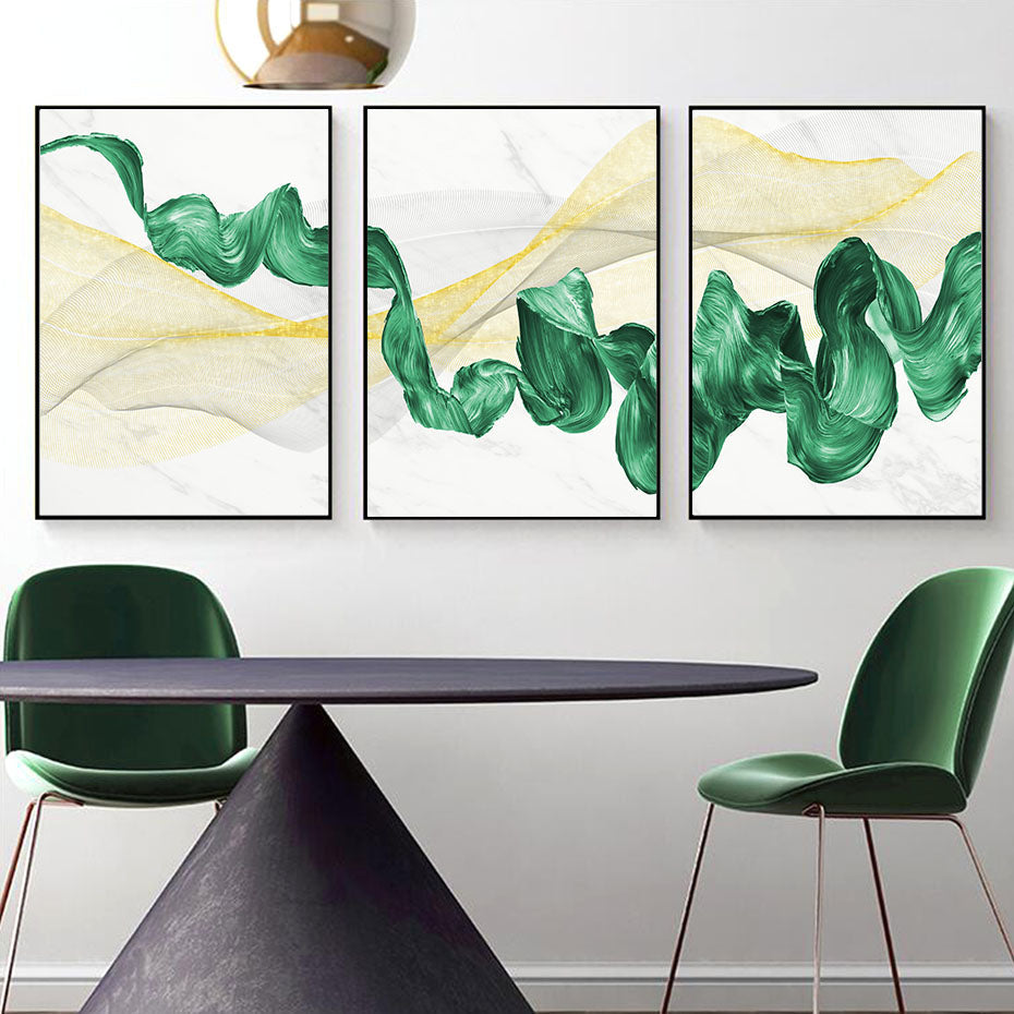 Grüner Tintenfluss - Leinwand Wandkunst Gemälde