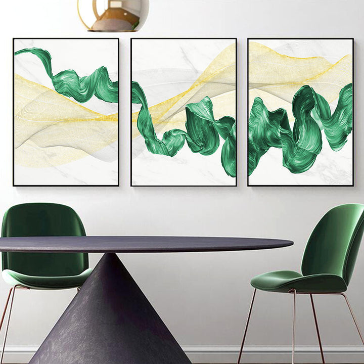 Grüner Tintenfluss - Leinwand Wandkunst Gemälde
