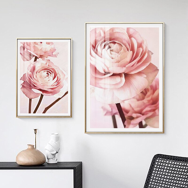 Modernes Zitat über rosa Pfingstrosen – Leinwandbild