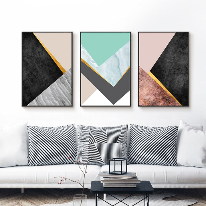 Geometrische Mode-Dreiecke - Leinwand Wandkunst Gemälde
