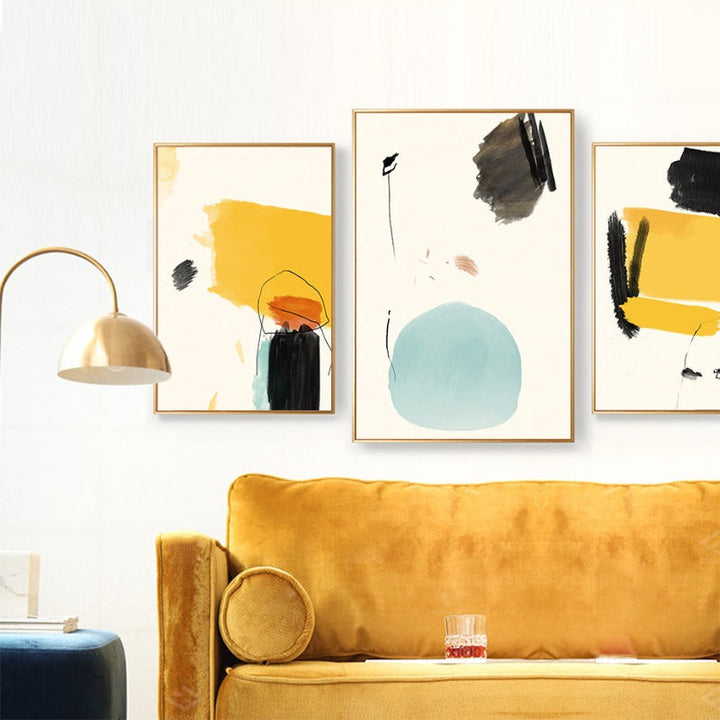 Geometrische abstrakte trendige Farben - Leinwand Wandkunst Malerei