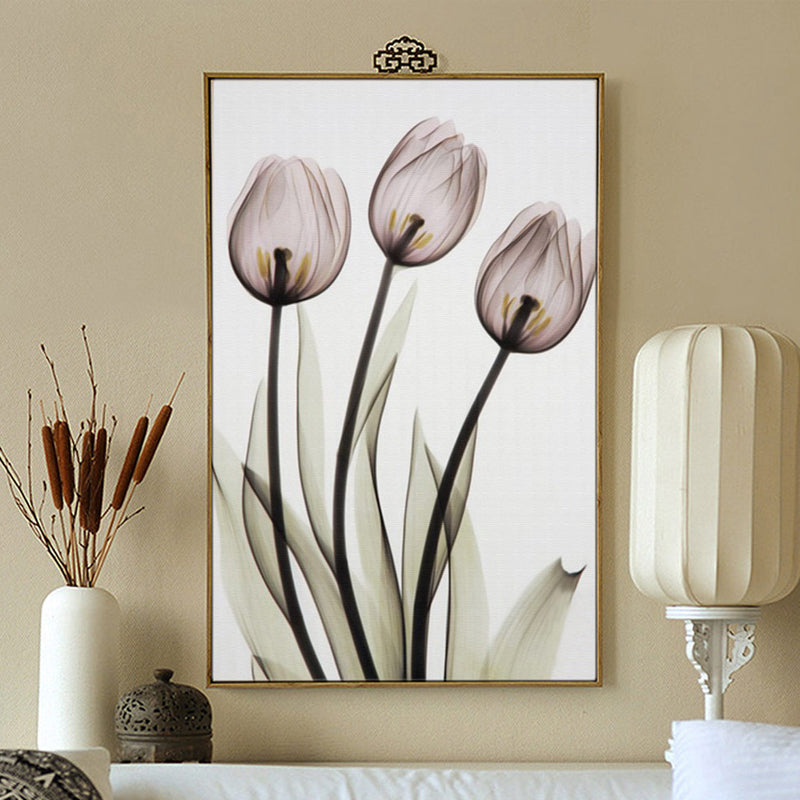 Modernes europäisches Tulpenmotiv, transparent - Leinwandbild