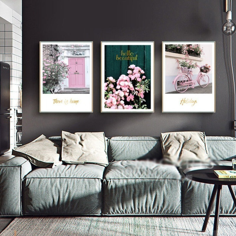 Moderne rosa florale, wunderschöne ländliche Poster-Drucke - Leinwandbilder