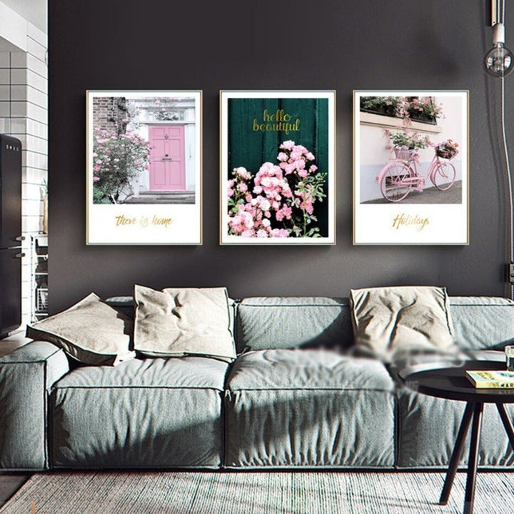 Moderne rosa florale, wunderschöne ländliche Poster-Drucke - Leinwandbilder