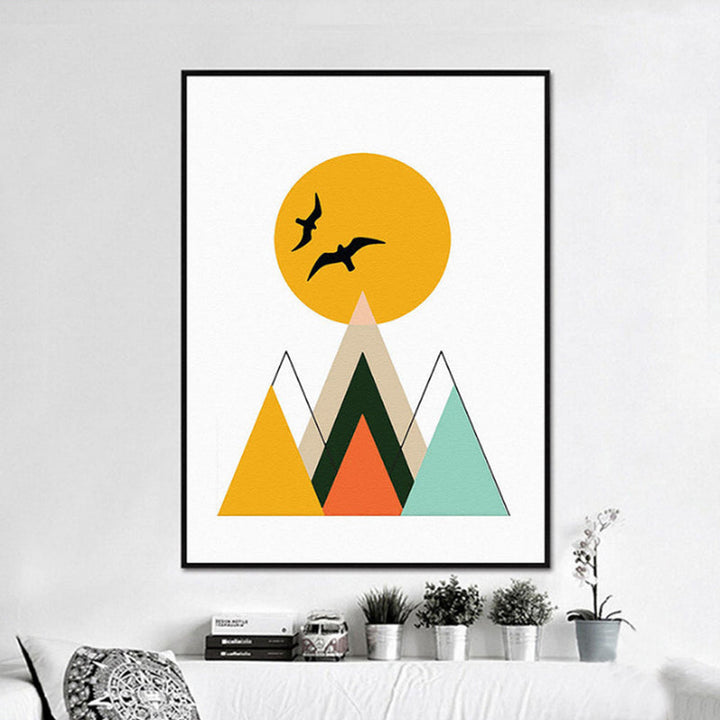 Mountain Peak Sunrise Nordic Poster - Leinwand Wandkunst Gemälde