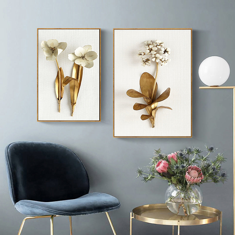 Modernes nordisches Blatt- und Blumenposter – Leinwandbild
