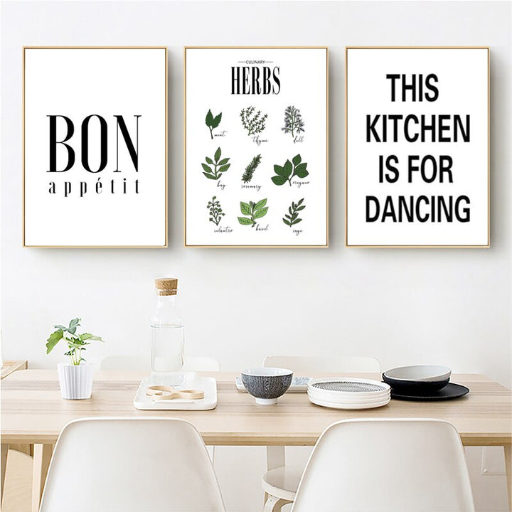 Kräuterposter Botanische Küche - Leinwand Wandkunst Gemälde