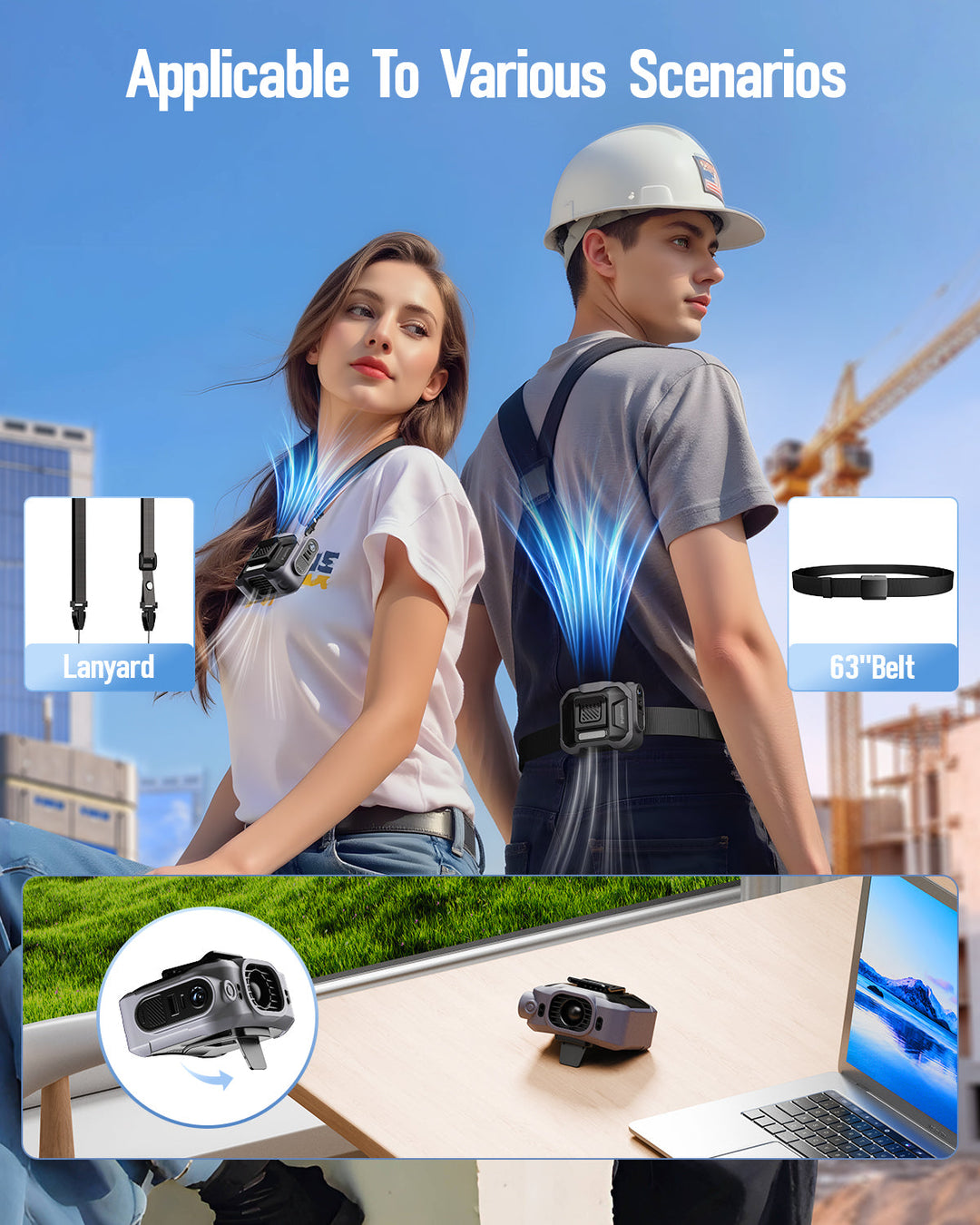 10000mAh Taillenlüfter, tragbarer Gürtelclip persönlicher Ventilator | Karnz