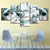 5-teilige meerblaue Hintergrund & Farbweiße Blume - Leinwand Wandkunst Gemälde