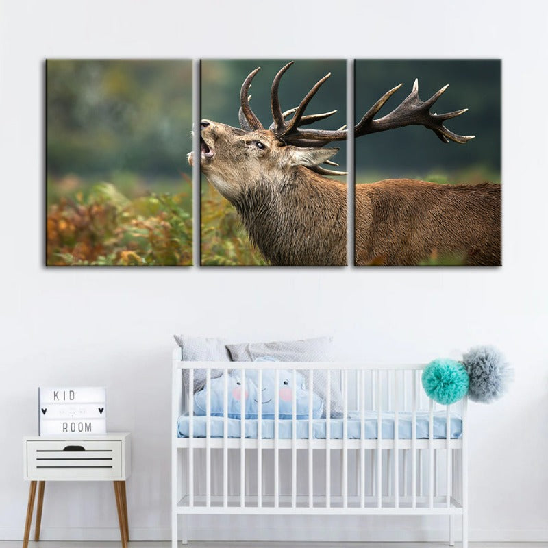Blöken Elk - Leinwand Wandkunst Malerei 3 Teile