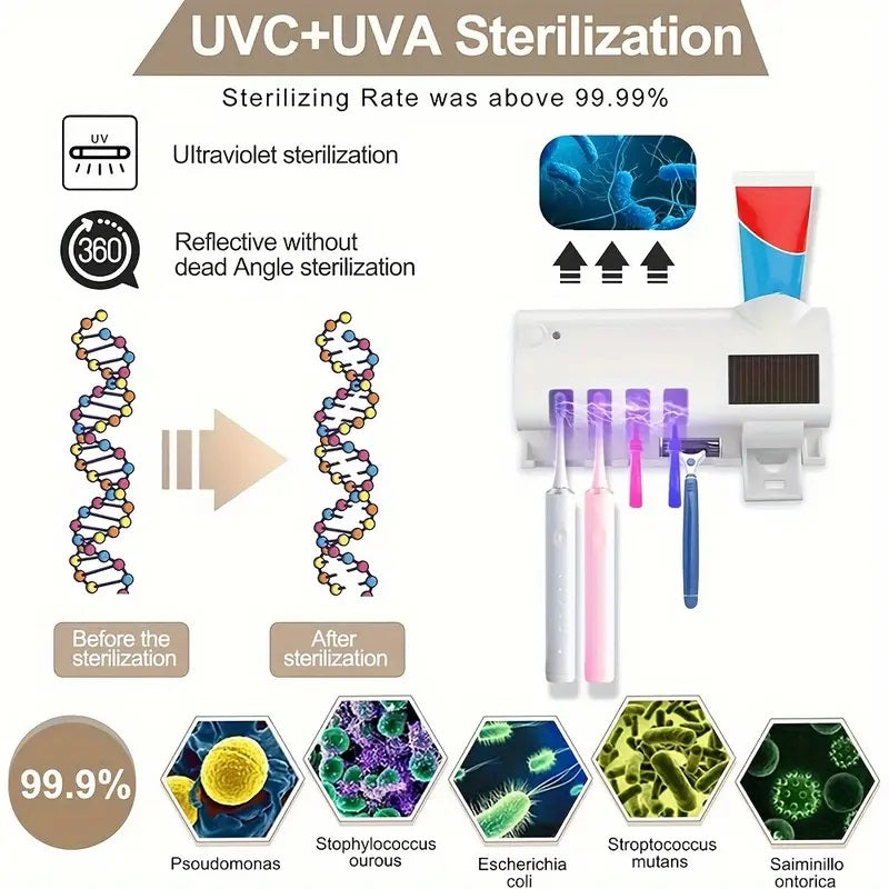 Karnz | Smart UV-Licht Sterilisator Zahnbürstenhalter, Wandmontage Zahnpastaspender