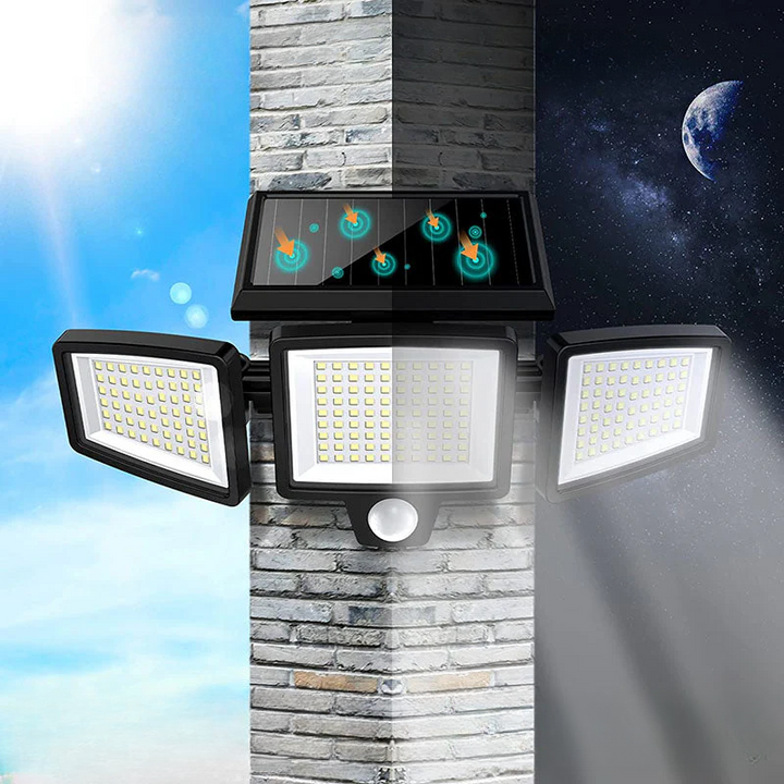 Solarbetriebene Sicherheitsleuchte mit Bewegungsmelder – LED Außenstrahler für Haus und Garten | Karnz