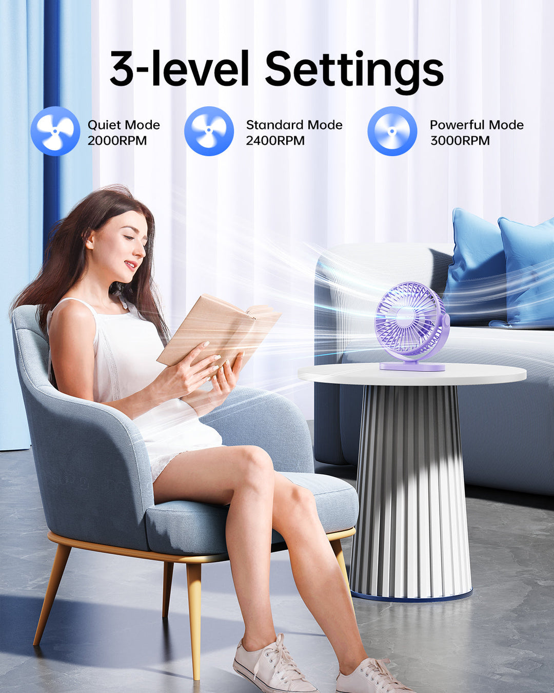 2-in-1 Hook & Desk Fan - 3-Geschwindigkeit mit 360° Rotation | Karnz