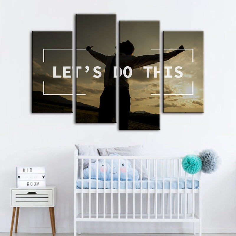 4 Stück Lass uns das machen - Leinwand Wandkunst Gemälde