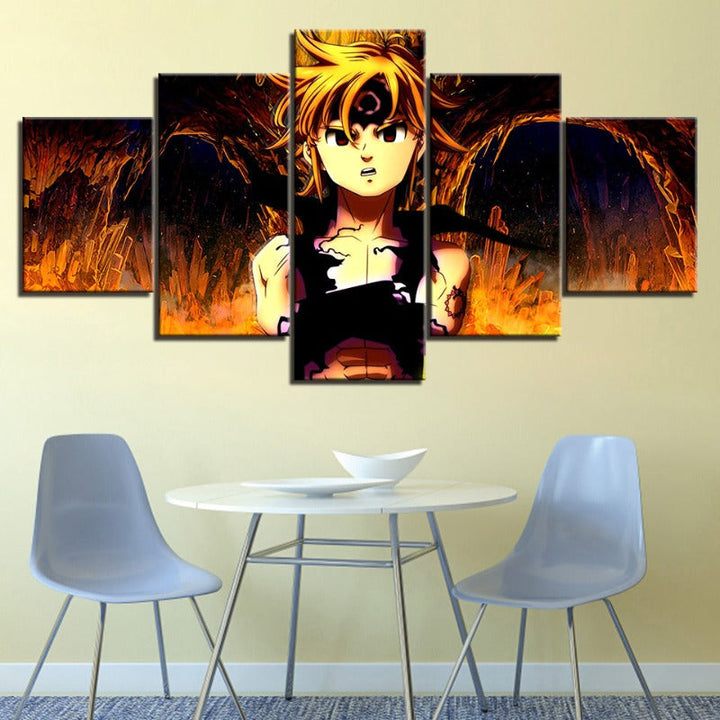 5 Stück Unglaubliche Die sieben Todsünden - Leinwand Wandkunst Gemälde