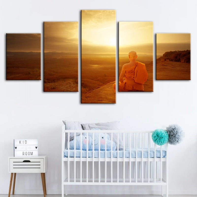 5-teilige ruhige Klippensonnenuntergang - Leinwand Wandkunst Malerei