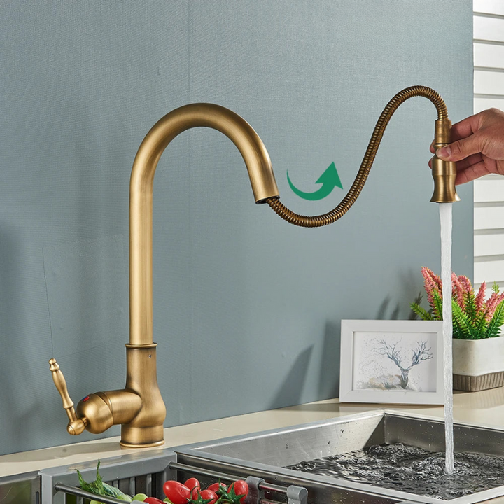 Karnz | VintageTap Wasserhahn - Antike Messing Küchenmischerhahn