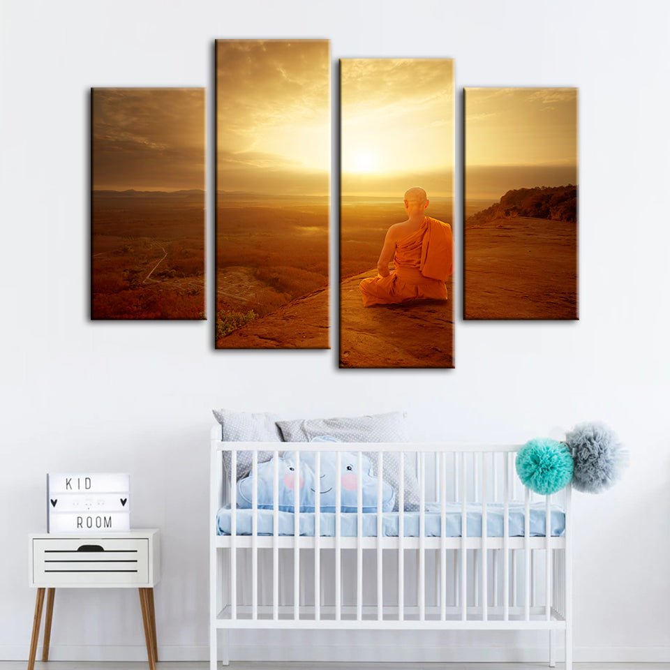 4-teilige ruhige Klippen-Sonnenuntergang - Leinwand Wandkunst Gemälde