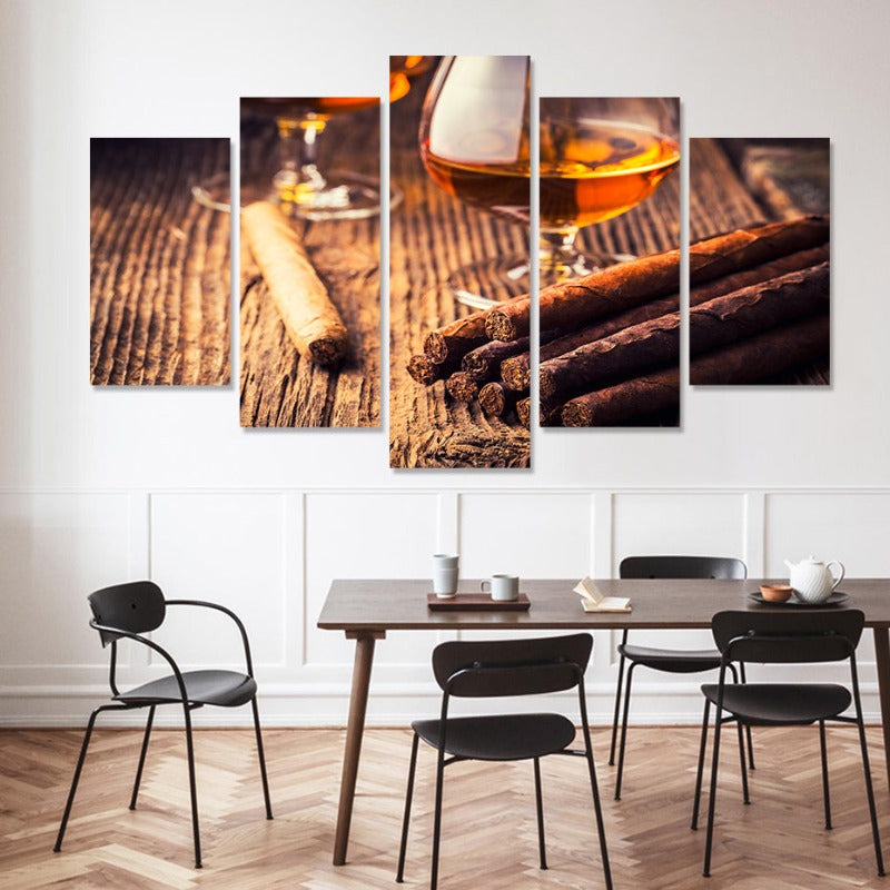 5 Stück Schöne Braune Abstrakte - Leinwand Wandkunst Malerei
