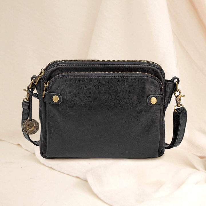 Dreilagige Leder-Umhängetasche, Schultertasche & Clutch