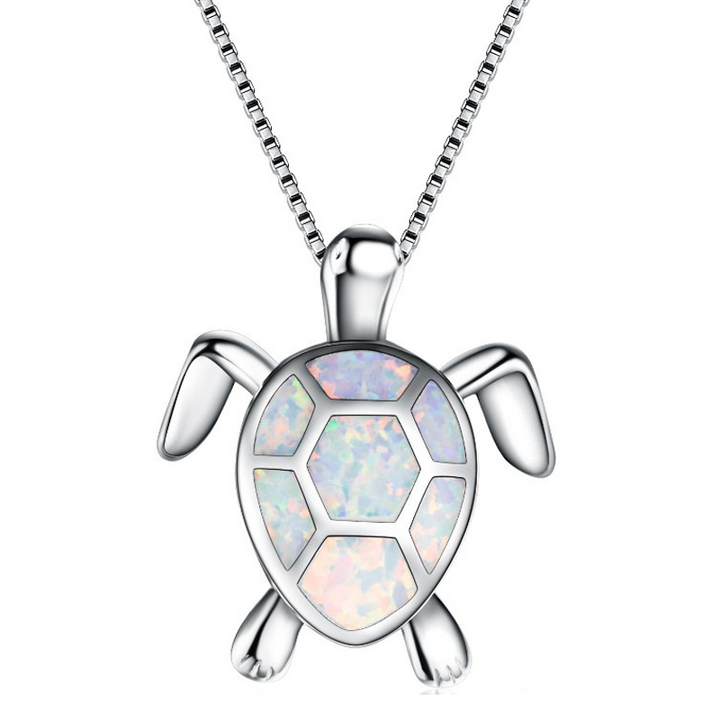 Halskette aus blauem Opal mit Meeresschildkröte