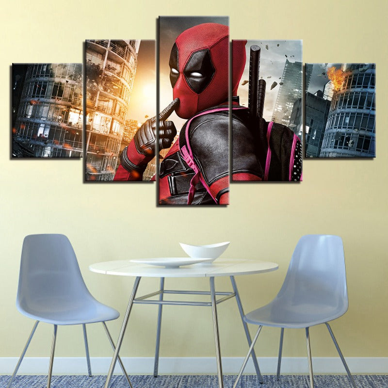 5 Stück Deadpool - Leinwand Wandkunst Malerei