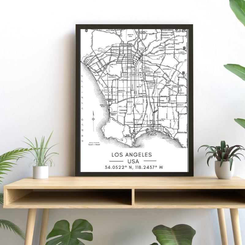 Stadtplan von Los Angeles – Leinwandbild