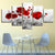 5-teiliges Wandbild mit roter Blume auf weißem Hintergrund - Leinwandkunst