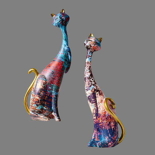 Minimalistische Katzen-Skulptur-Duo für moderne dekorative Akzente Karnz