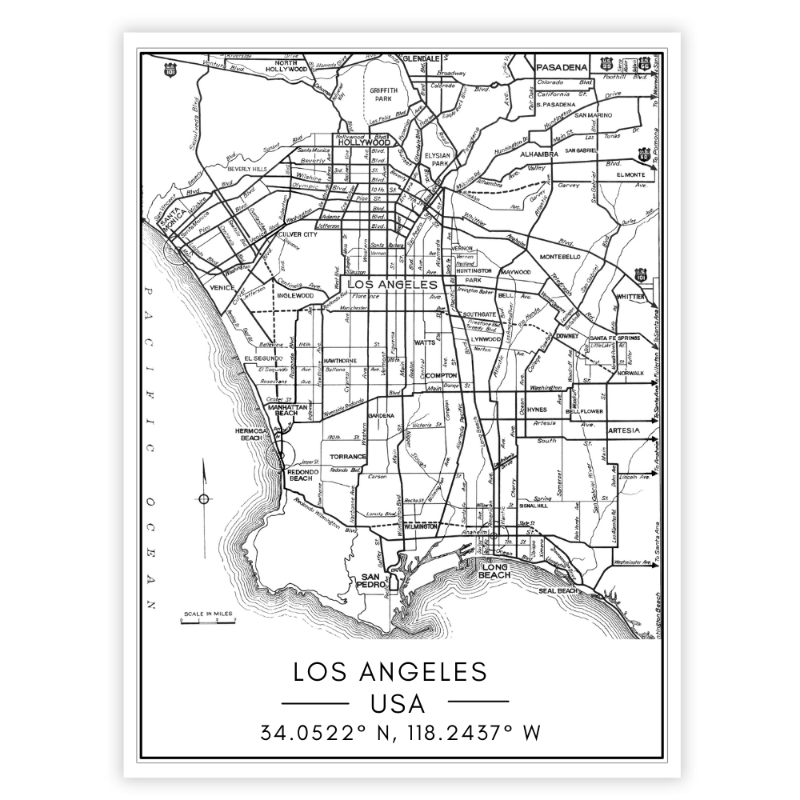 Stadtplan von Los Angeles – Leinwandbild